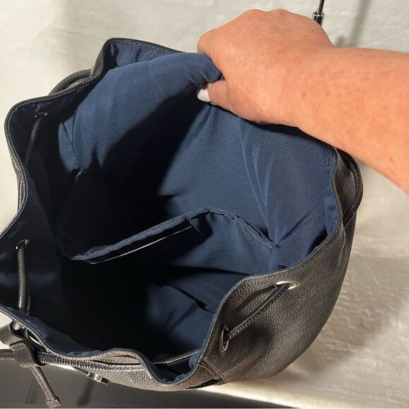 Cole Haan Black Pebbled Leather Backpack - Picture 10 of 16